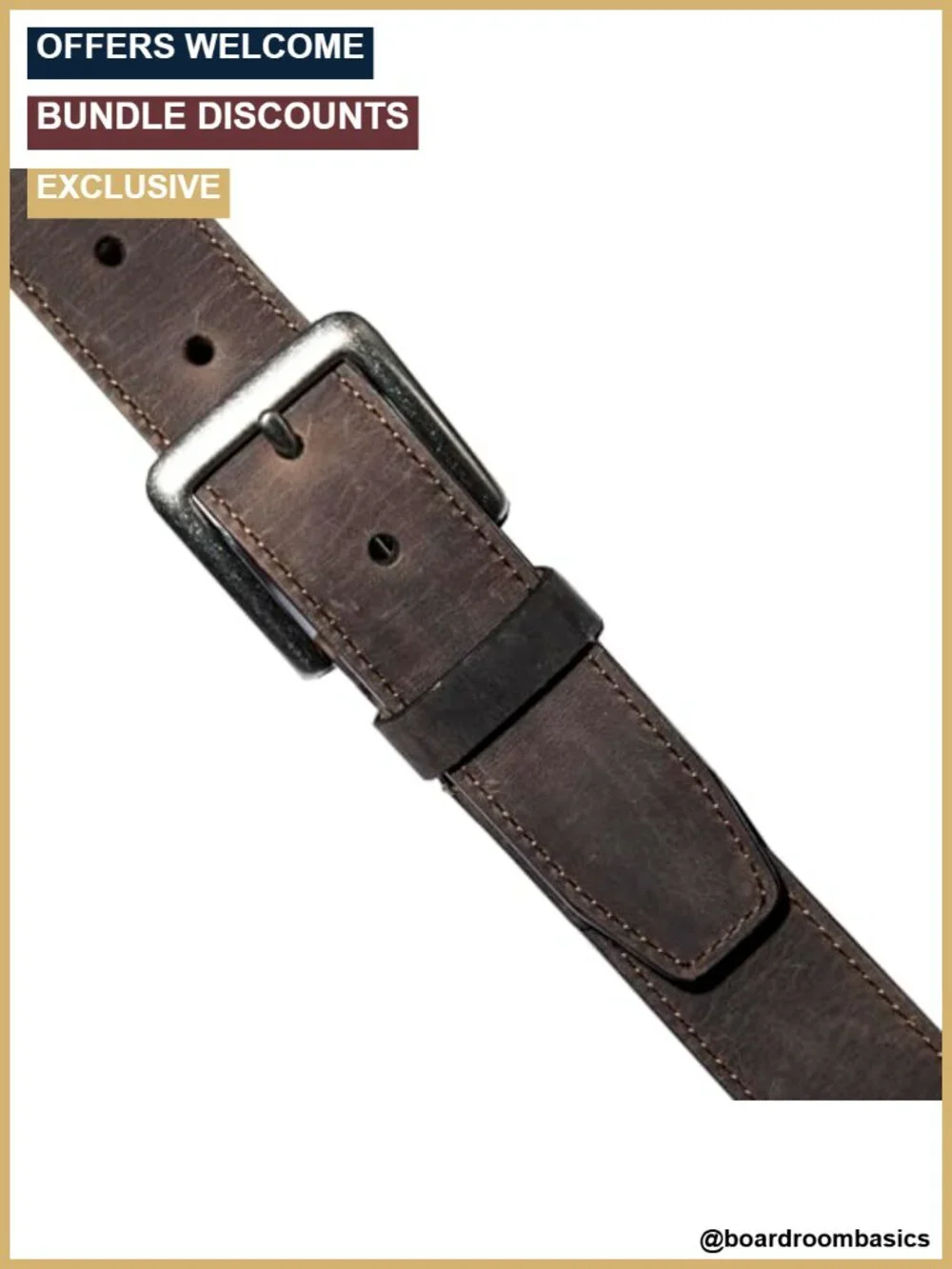 Full Grain Leather Belt Heavy Duty Durable Work Casual Classic Metal Buckle